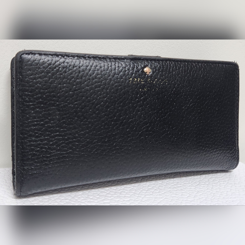 Kate Spade Black Pebble Grain Leather Medium Wallet